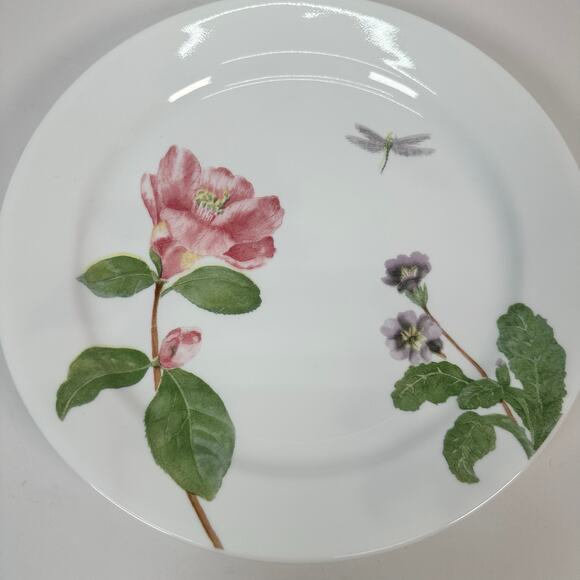 Corelle Camellia Dinner Plates 10 1/4" Dragonfly Flower Ladybug Set of 4 - Picture 5 of 8